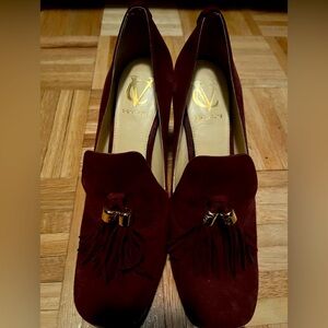 Vince Comuto suede Burgundy Tassel Loafers